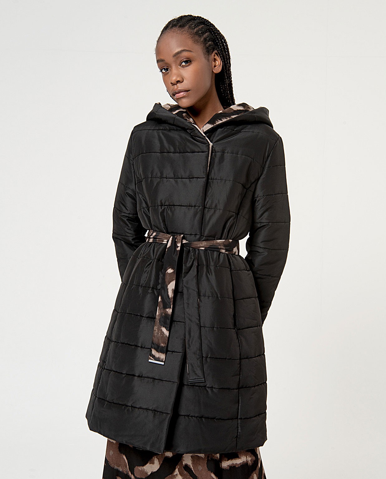 Reversible quilted coat Black