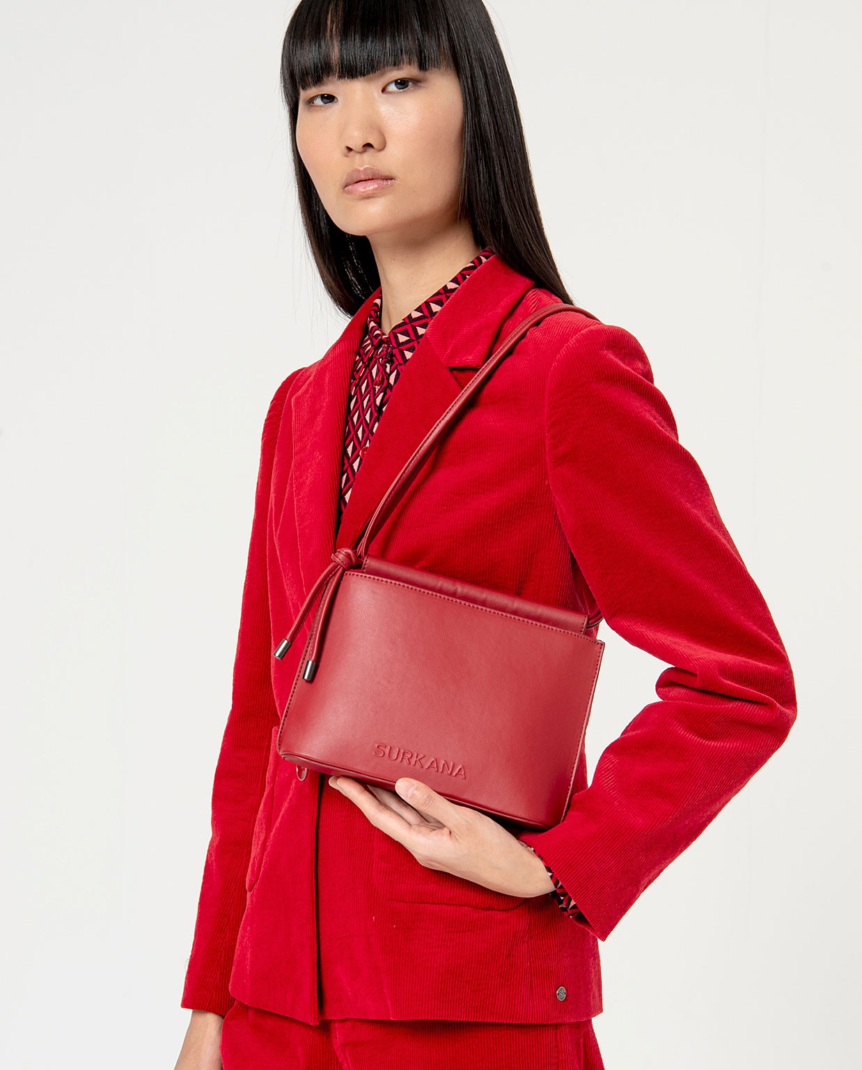 Vegan leather cross body bag Red