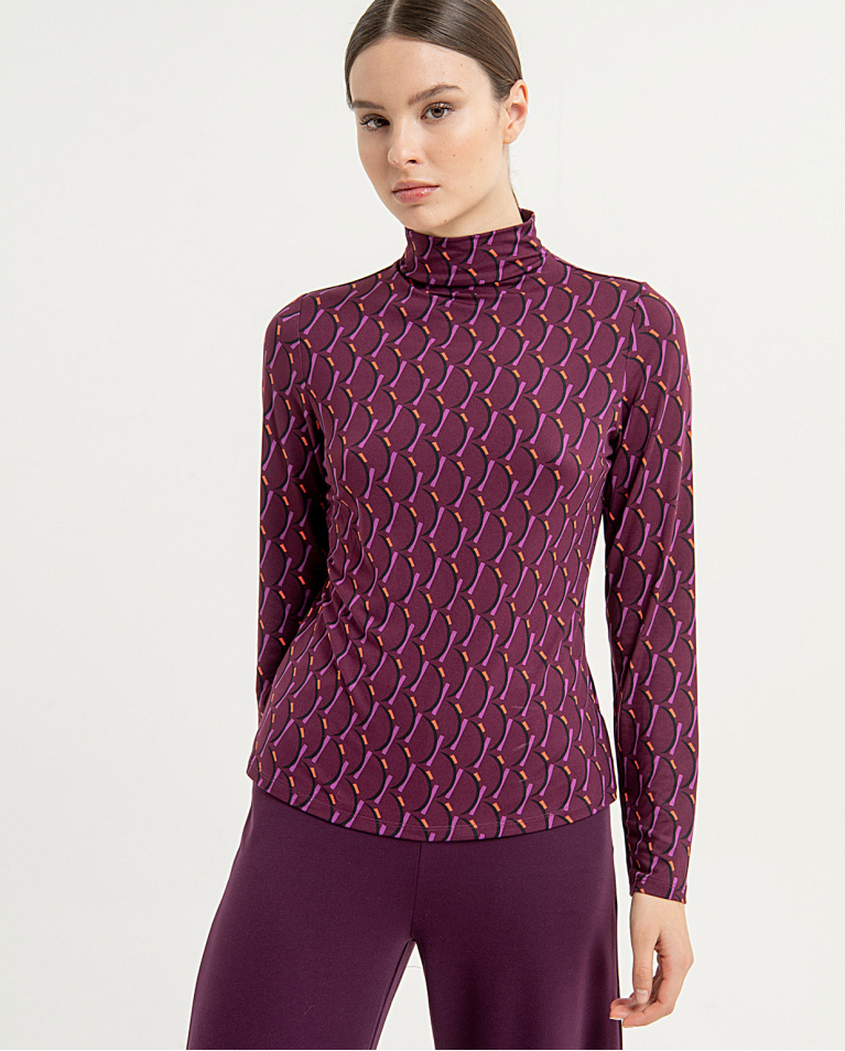 Camiseta de cuello alto estampada Morado