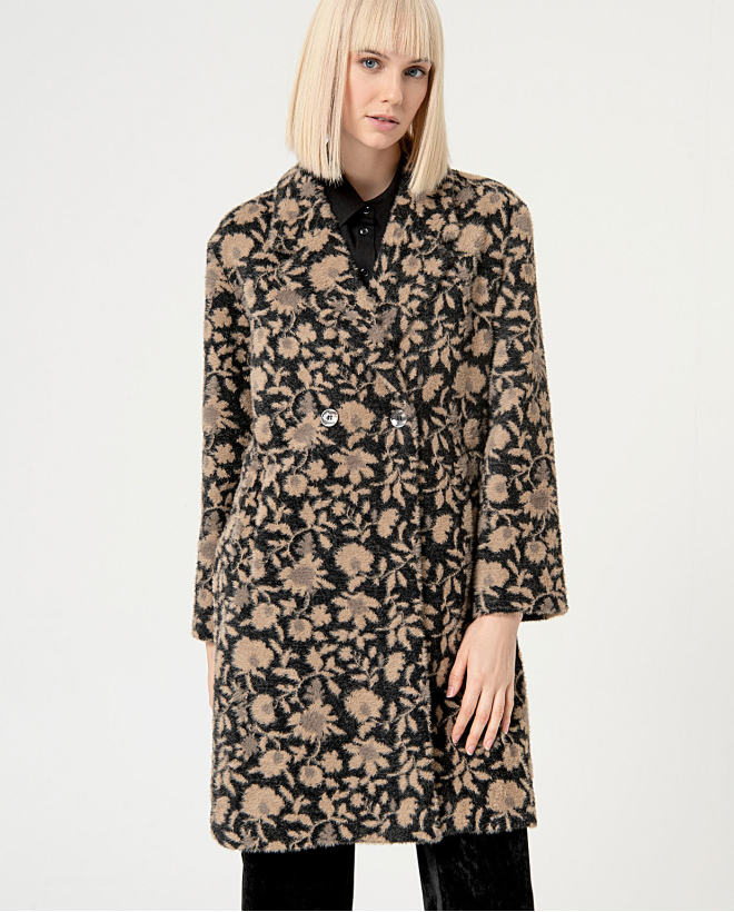 Abrigo jacquard oversize doble cruce Negro