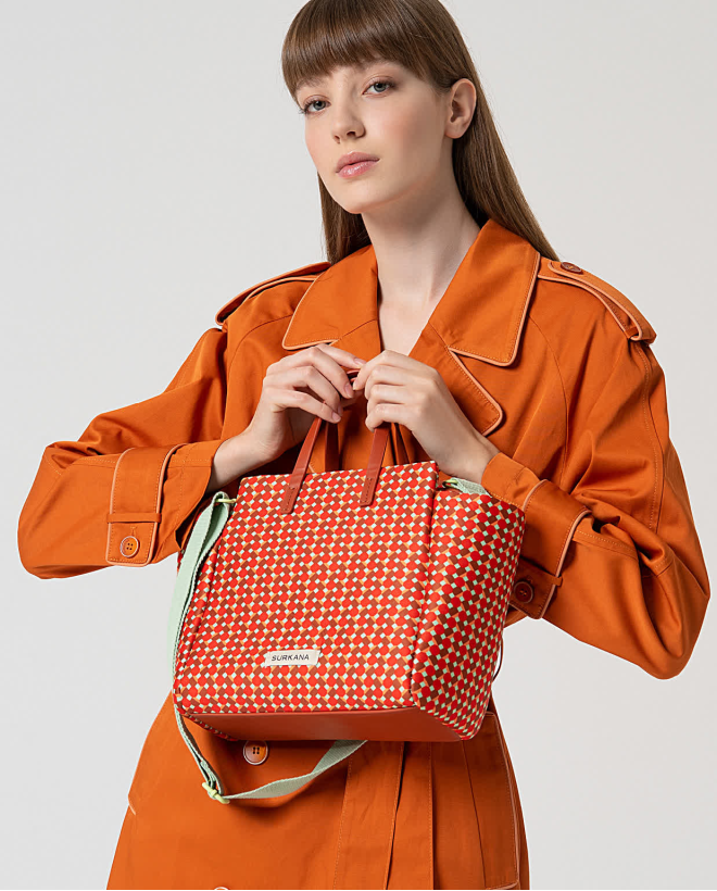 Bolsa shopper estampada com alça removível Vermelho