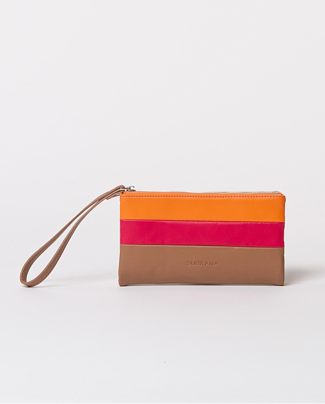 Soft faux-leather tri-colour wallet Multi