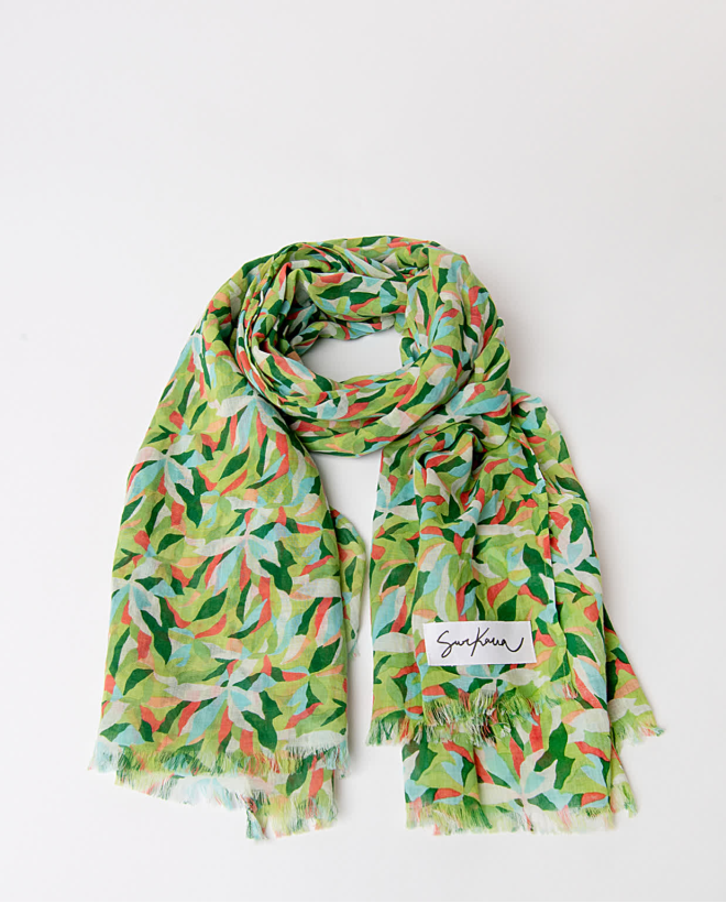 Printed cotton scarf Green