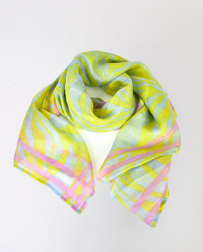 Square silk scarf Green