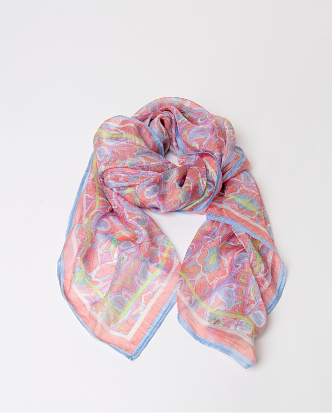 Square silk scarf Coral