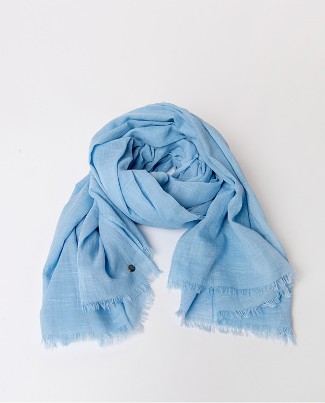 Plain cotton scarf Blue