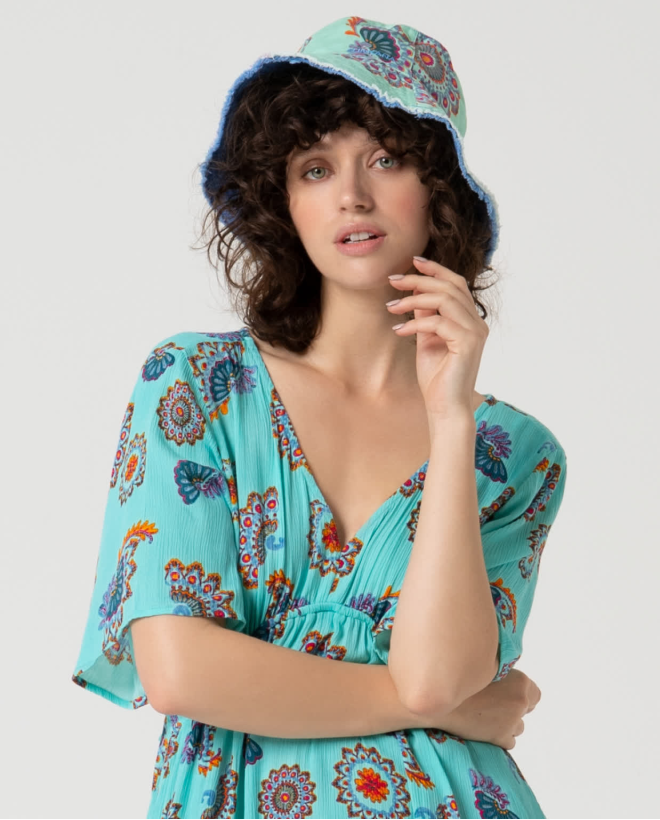 Sombrero estampado reversible Azul