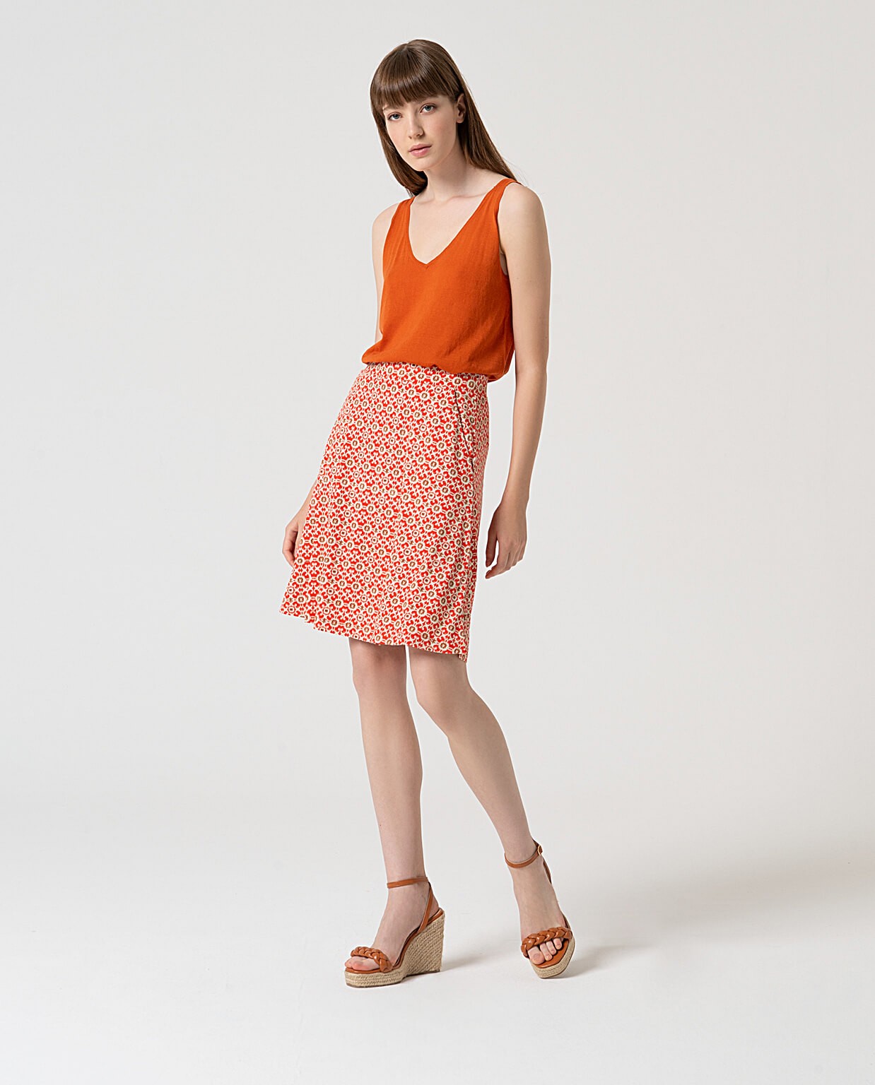 Printed stretchy short skirt Pink