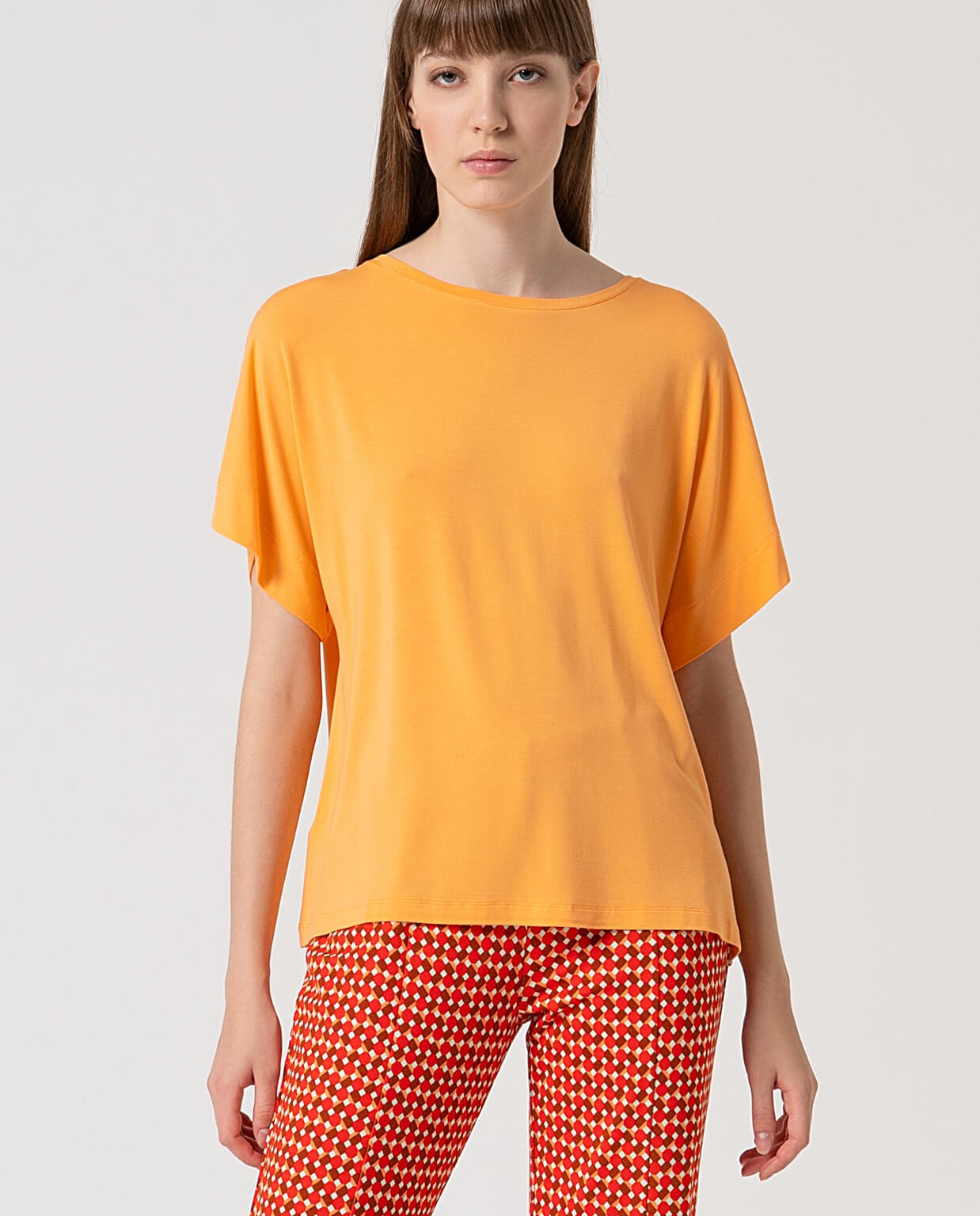 Plain bamboo stretch tee Tangerine