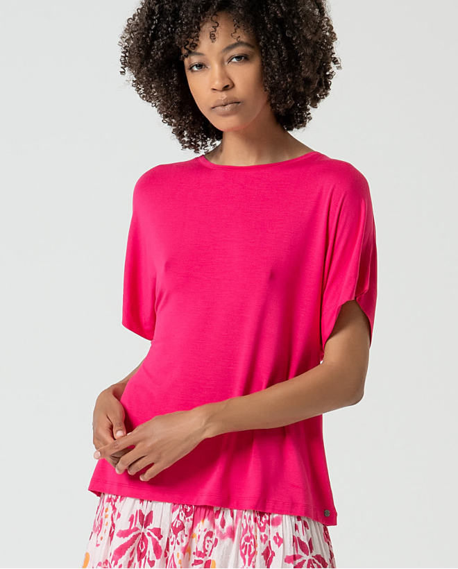 Camiseta elástica bamboo lisa Fucsia