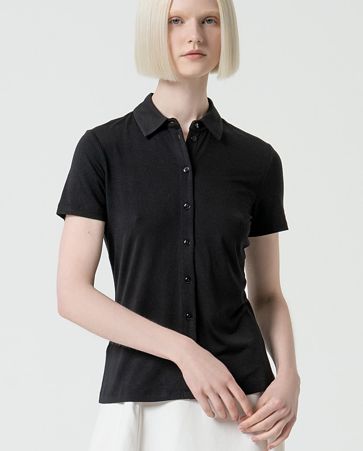 Camisa básica bamboo lisa Negro