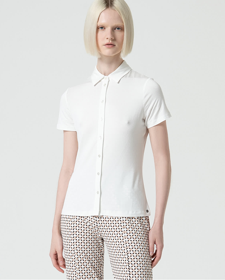 Camisa básica bamboo lisa Blanco