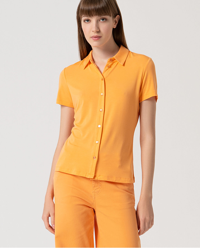 Camisa básica bamboo lisa Mandarina