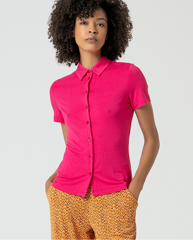 Basic plain bamboo shirt Fuchsia