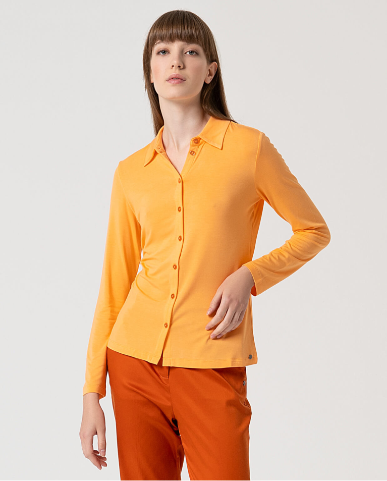 Camisa básica bamboo lisa Mandarina