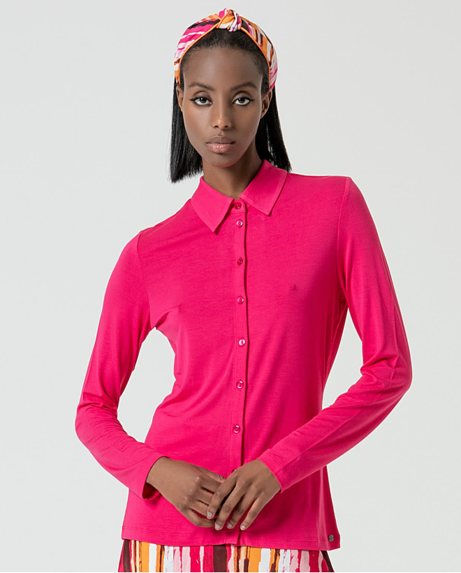 Camisa básica bamboo lisa Fucsia