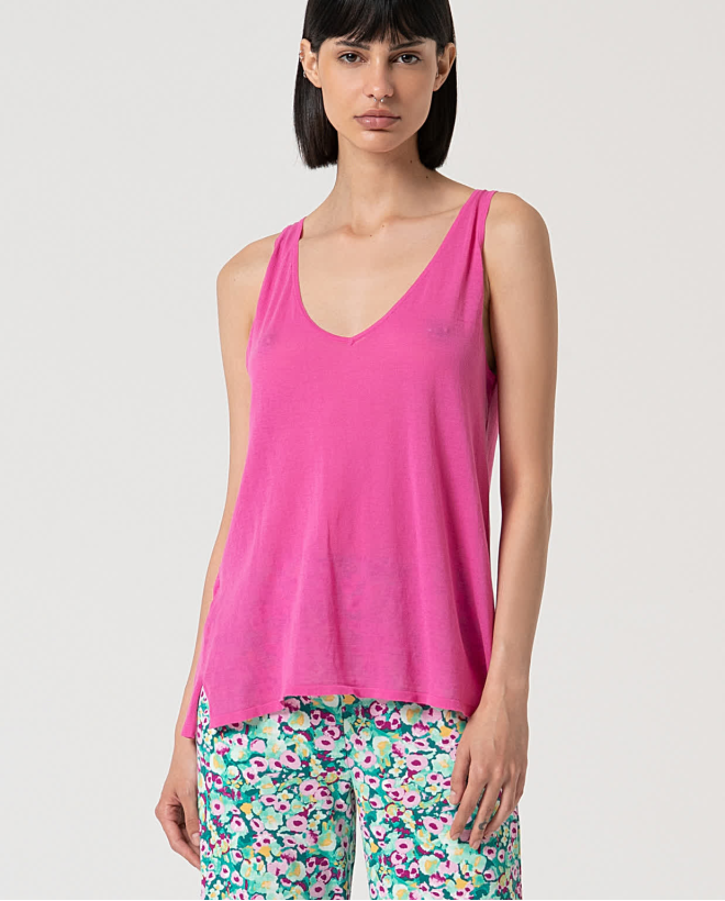 Basic cotton straps top Pink