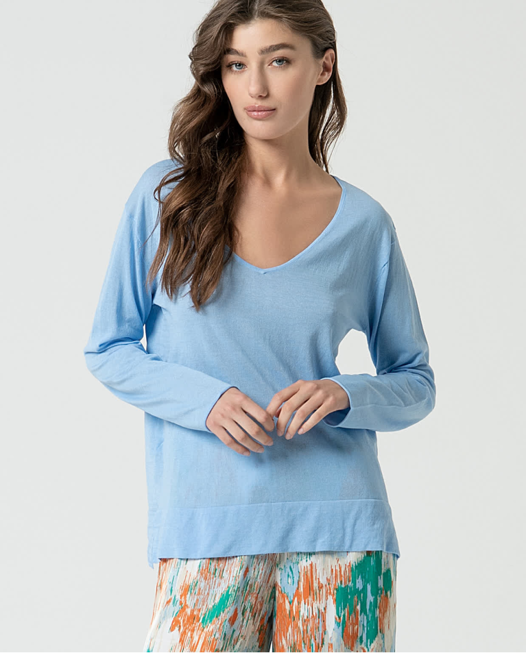 Solid cotton mid-season jumper Blue