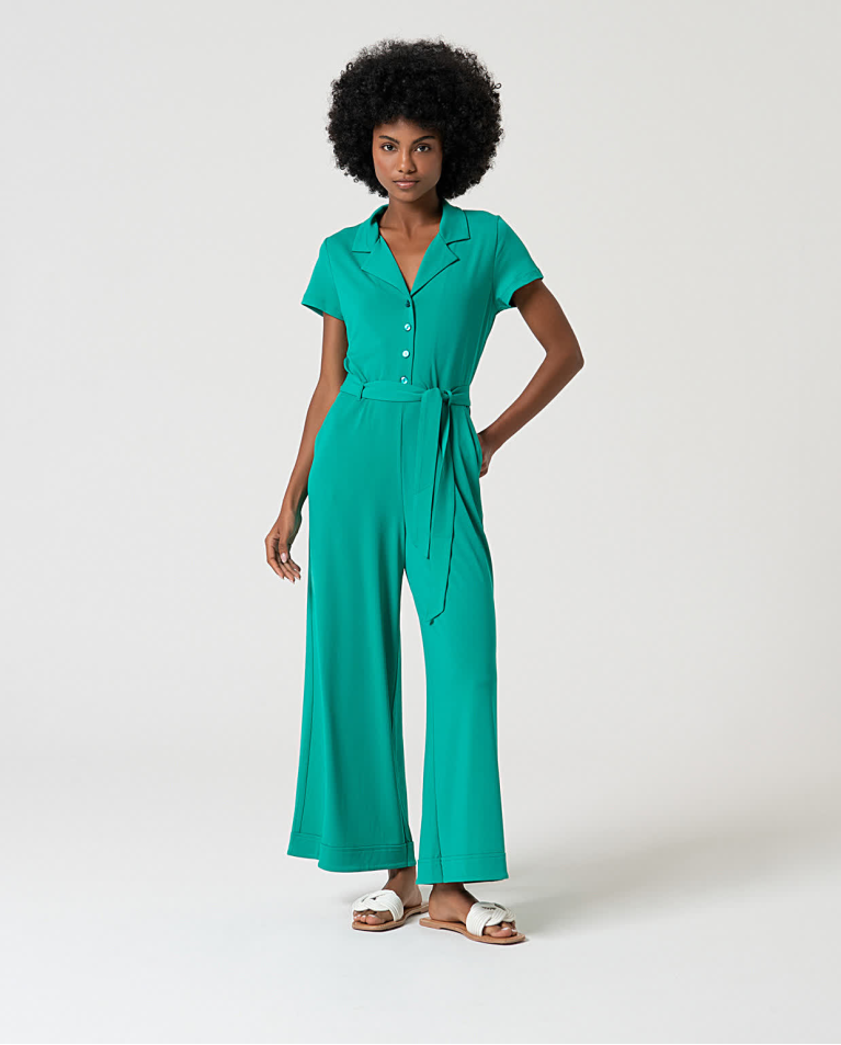 Plain stretch jumpsuit Emerald