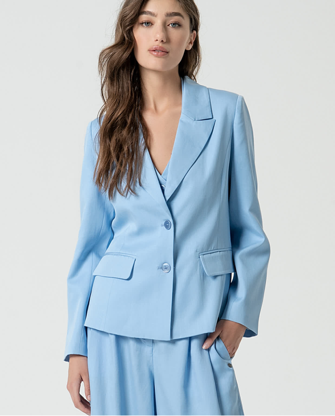 Blazer cruzado simples 2 botões Azul