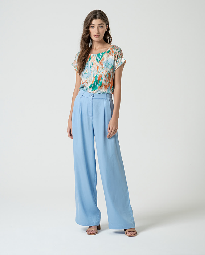 Plain tailored PANTS Blue