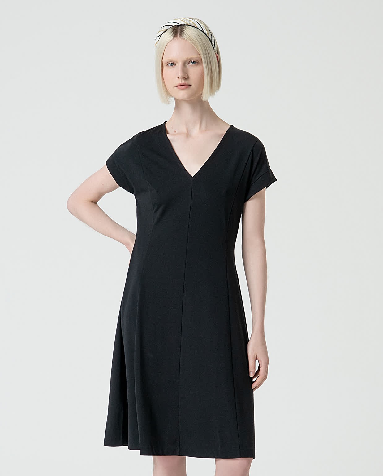 Basic plain stretch dress Black