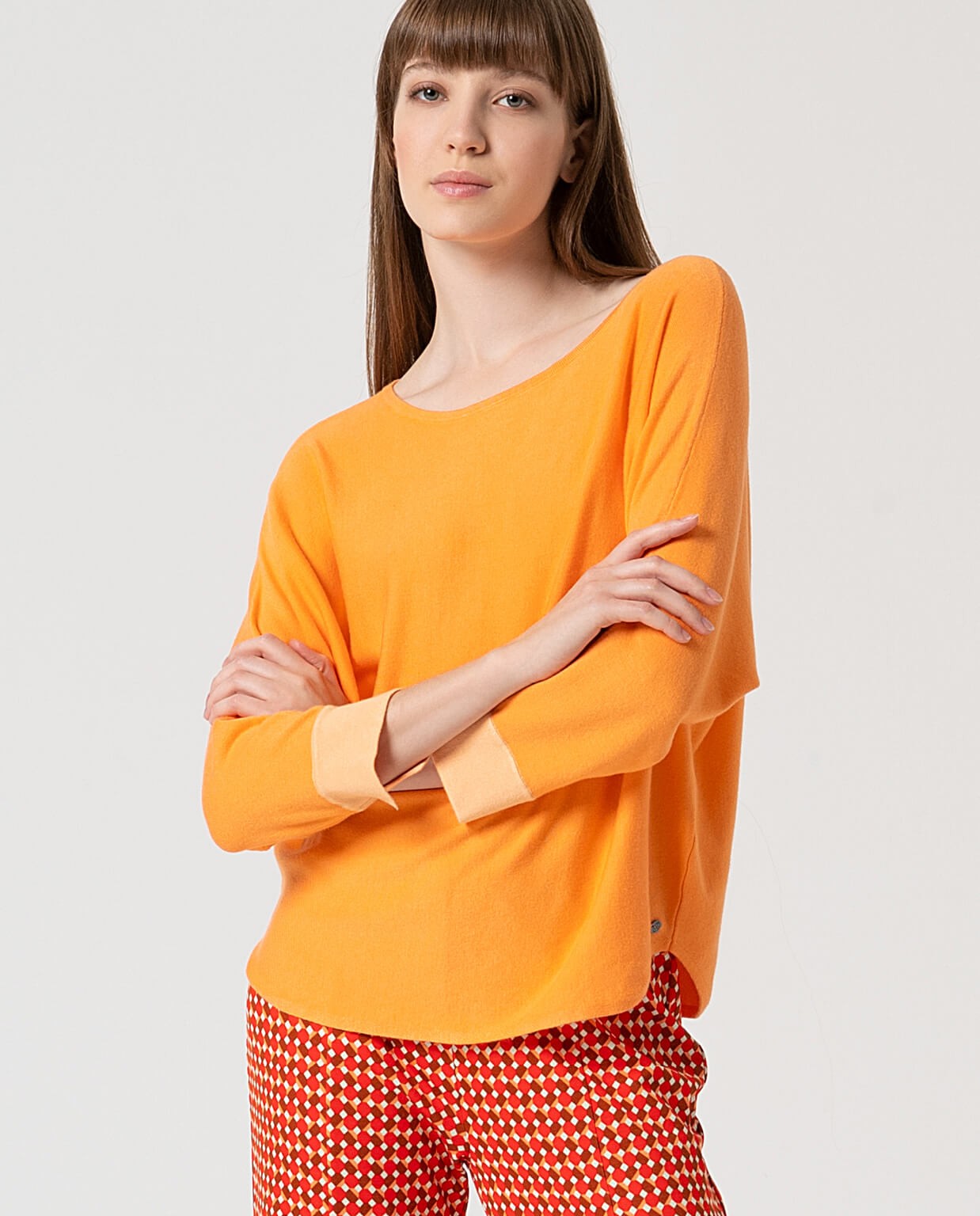 Batwing Sleeve Knit Jumper Orange