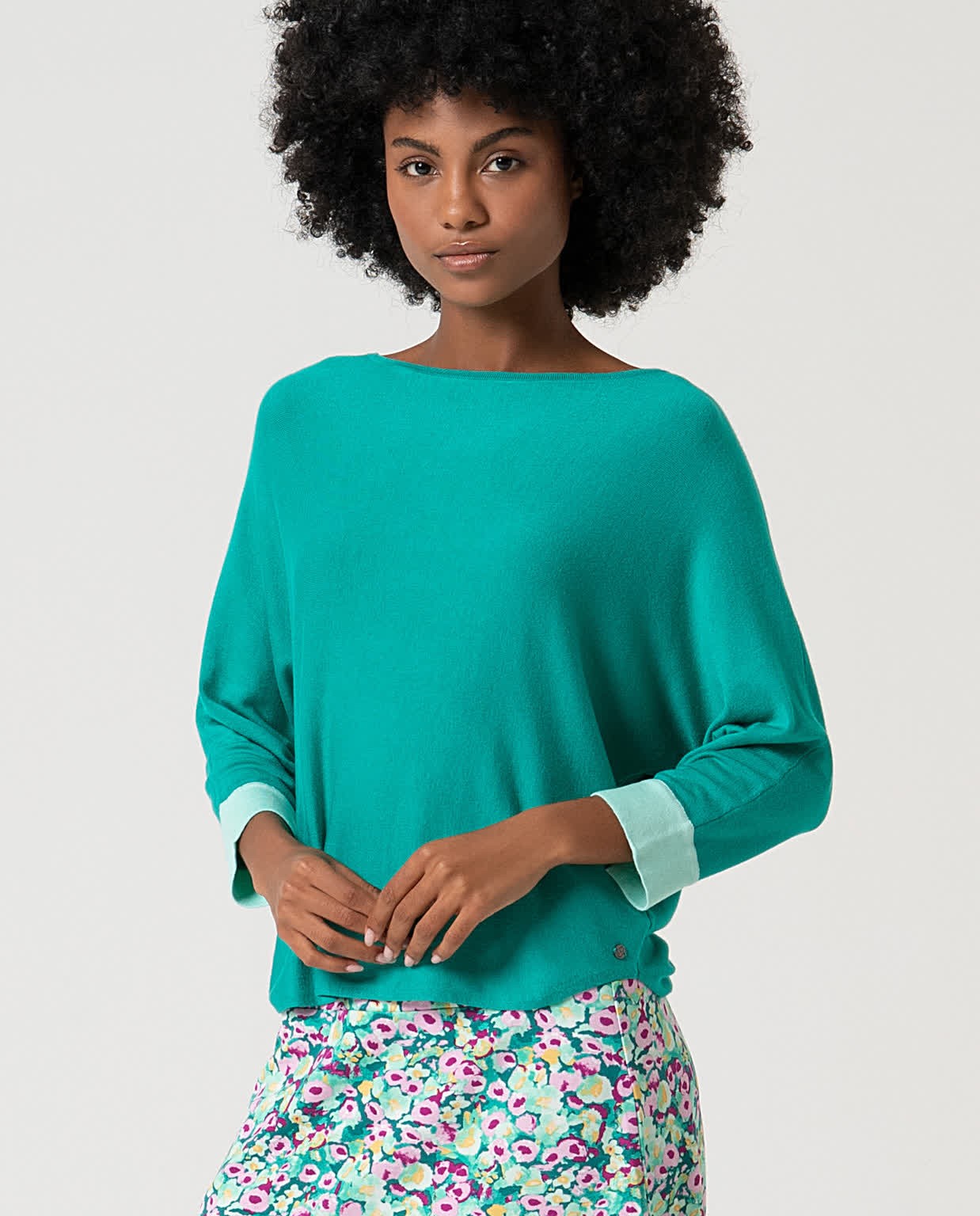 Batwing Sleeve Knit Jumper Emerald