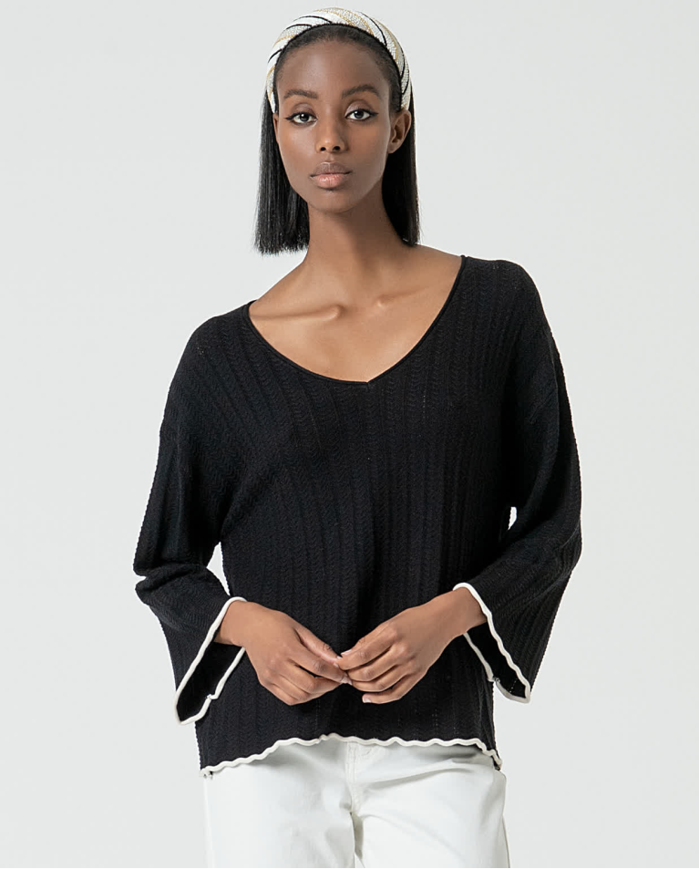 Jersey de punto oversize liso Negro