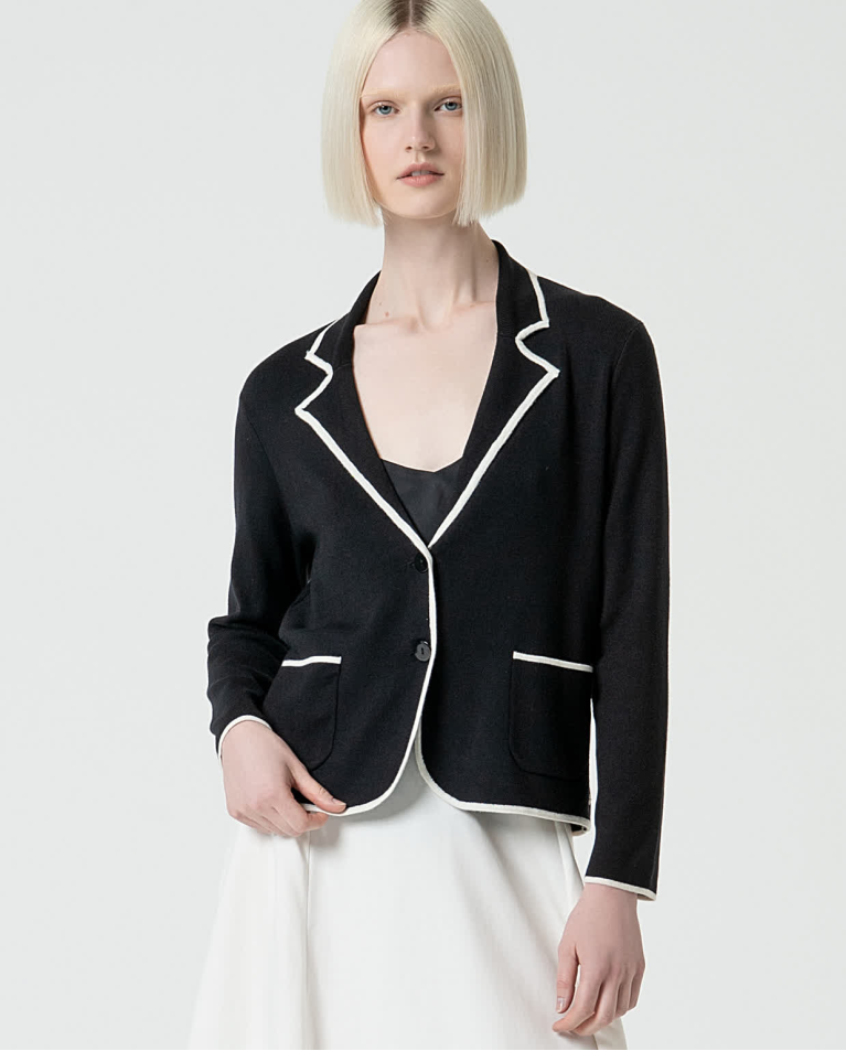 Blazer cruzado simples 2 botões Preto