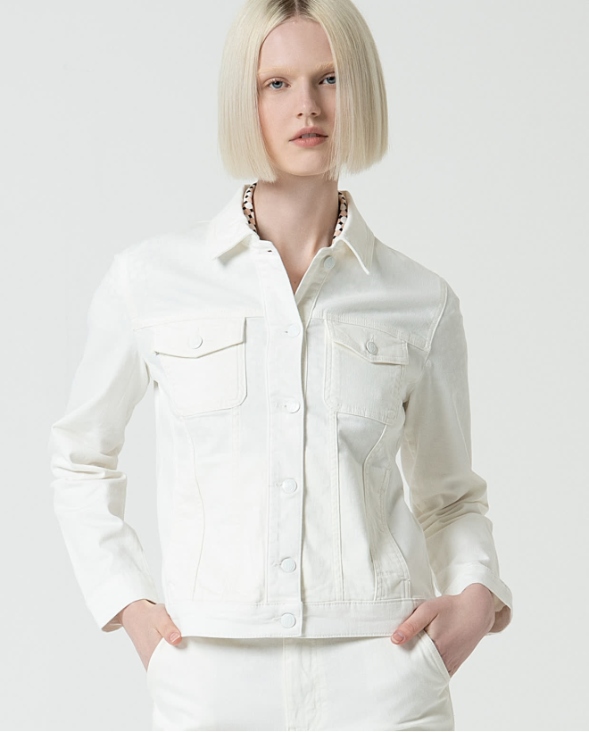 Plain denim jacket White