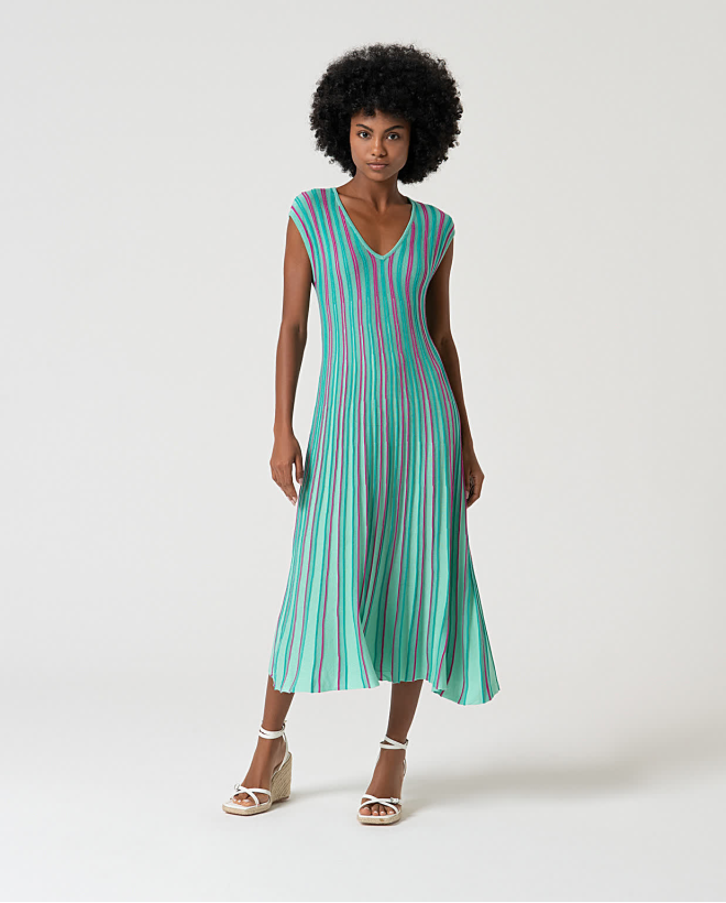 Knit midi dress Turquoise
