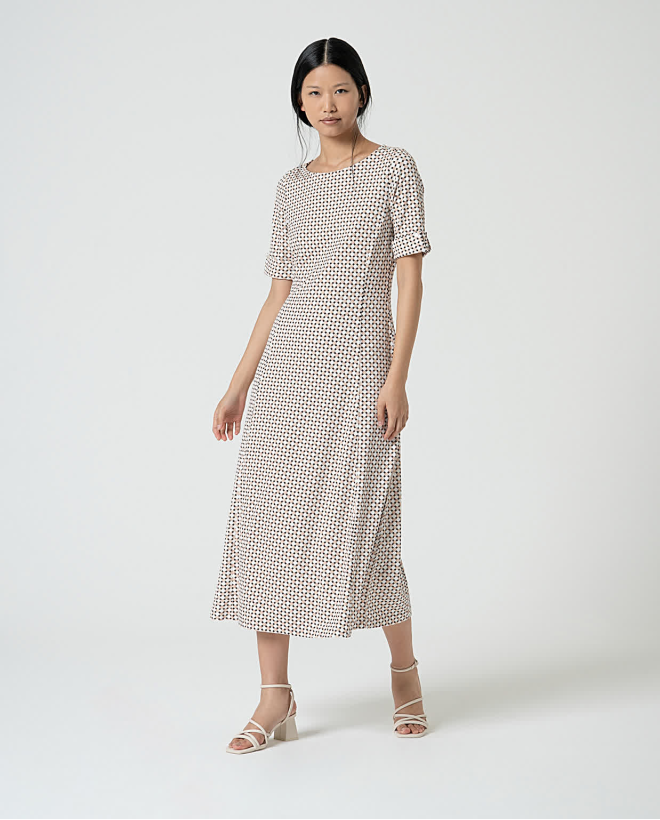 Printed stretch midi dress Off White