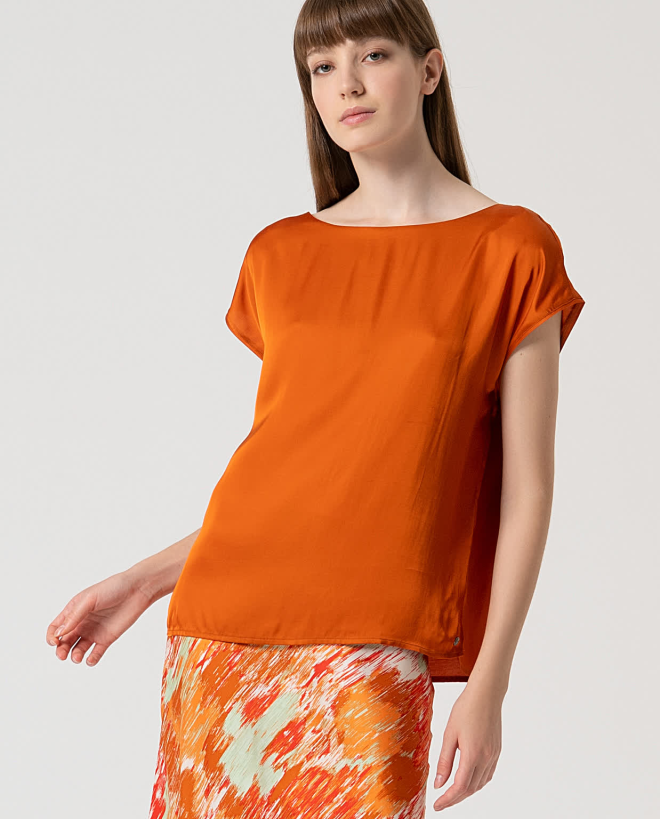 Blusa decote canoa sem mangas Tijolo