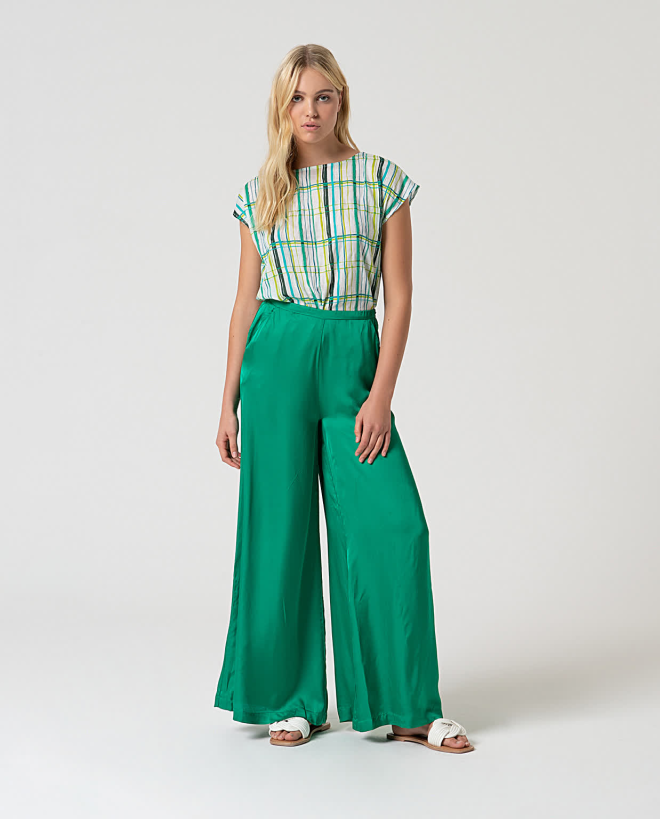 Calça longa flare Verde bilhar