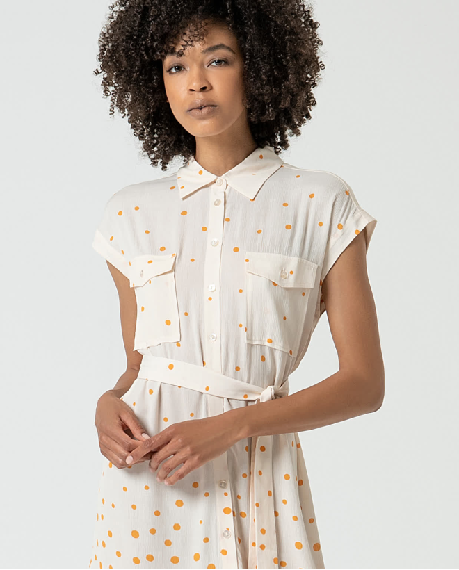 Vestido chemise curto Bege 2