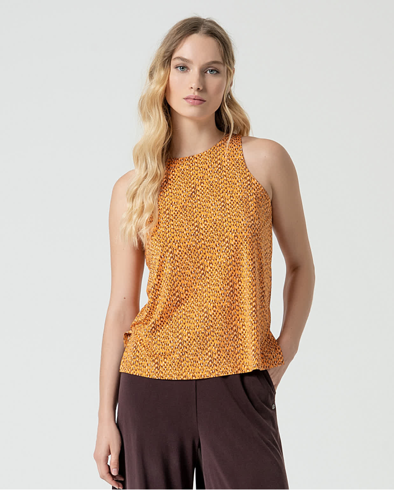 Top gola redonda Amarelo