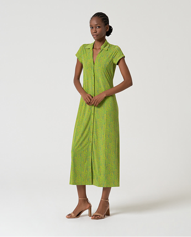 Long stretch shirt dress Acid green