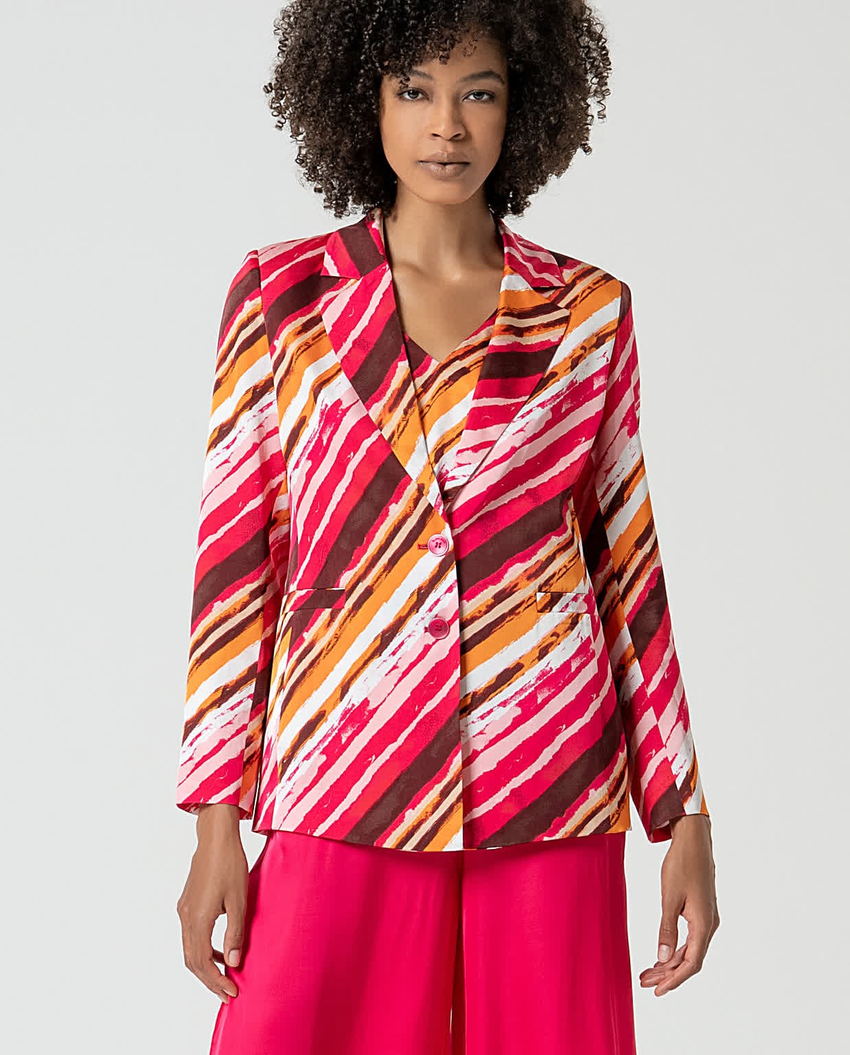 Blazer cruzado simples  2 botões Fúcsia