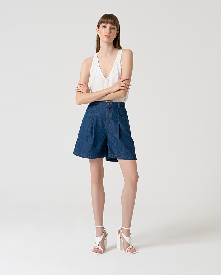 Short denim algodón Azul