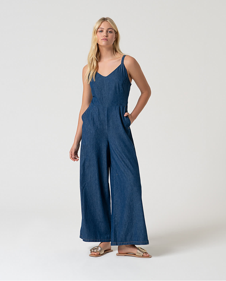 Mono denim de tirantes Azul