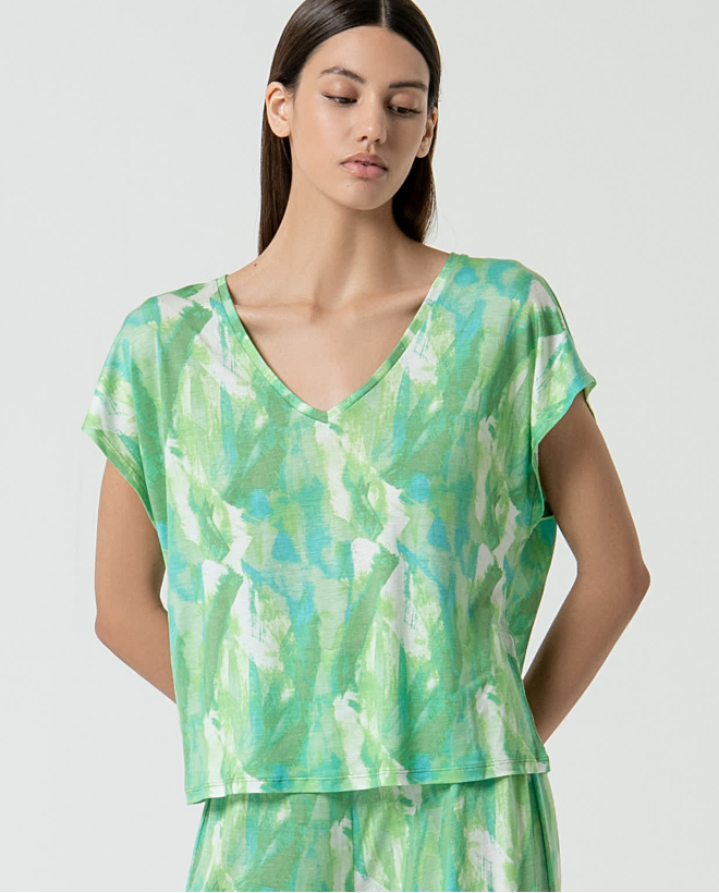 Camiseta oversize lyocell estampada Verde