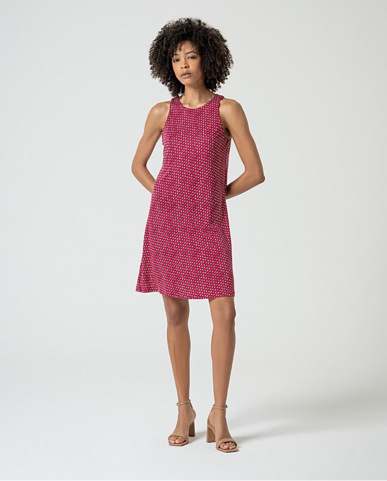 Printed lyocell short dress Fuchsia