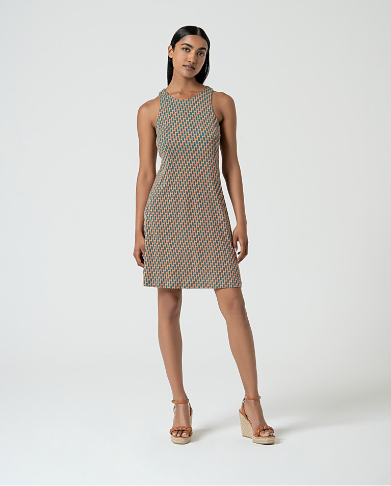 Vestido corto lyocell estampado Turquesa