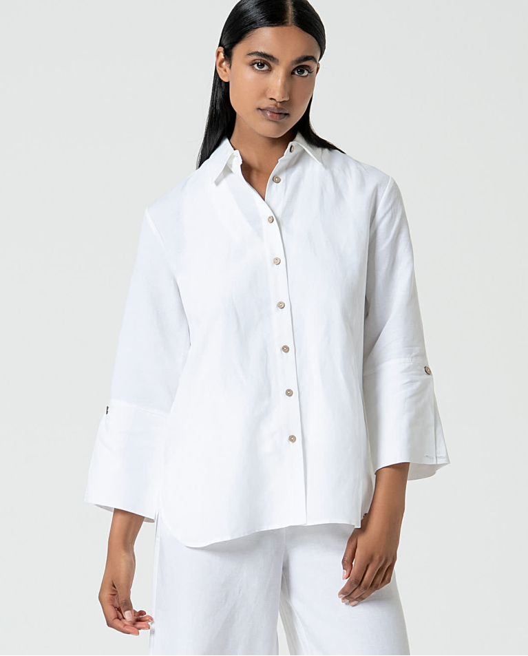 Camisa oversize de lino Blanco Roto