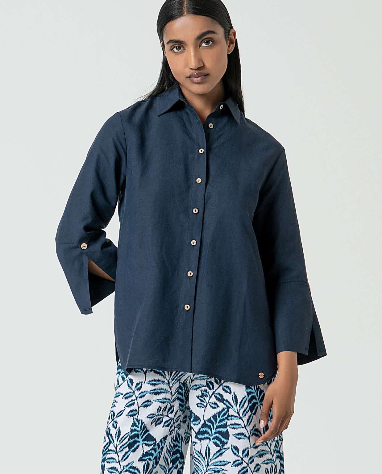 Camisa oversize de lino Marino