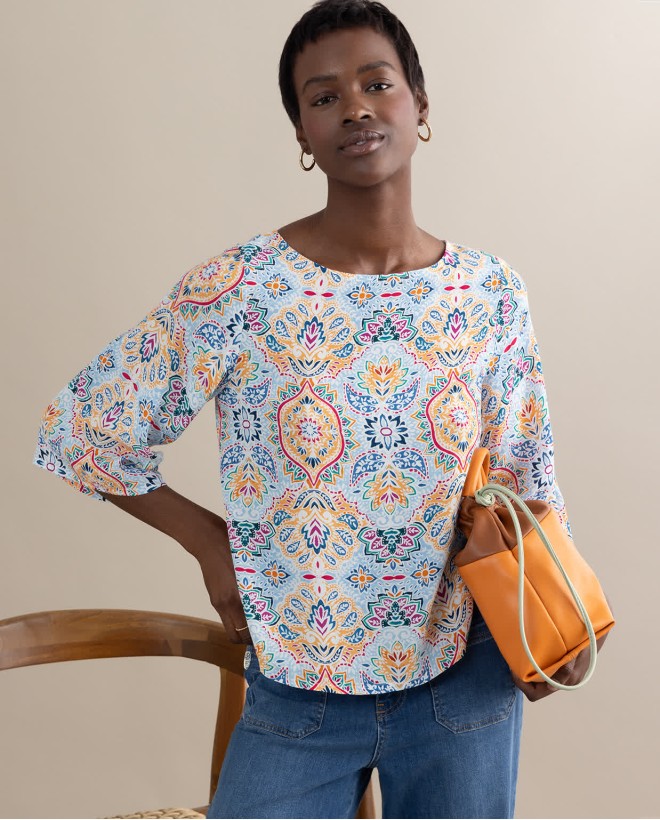 Oversized ecovero viscose blouse Multi