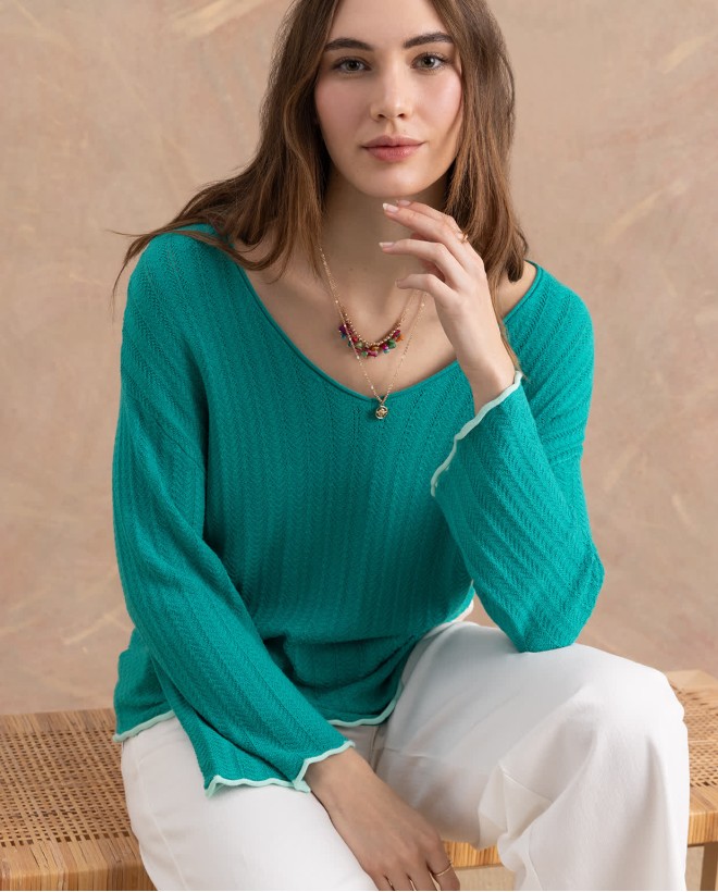 Jersey de punto oversize liso Esmeralda