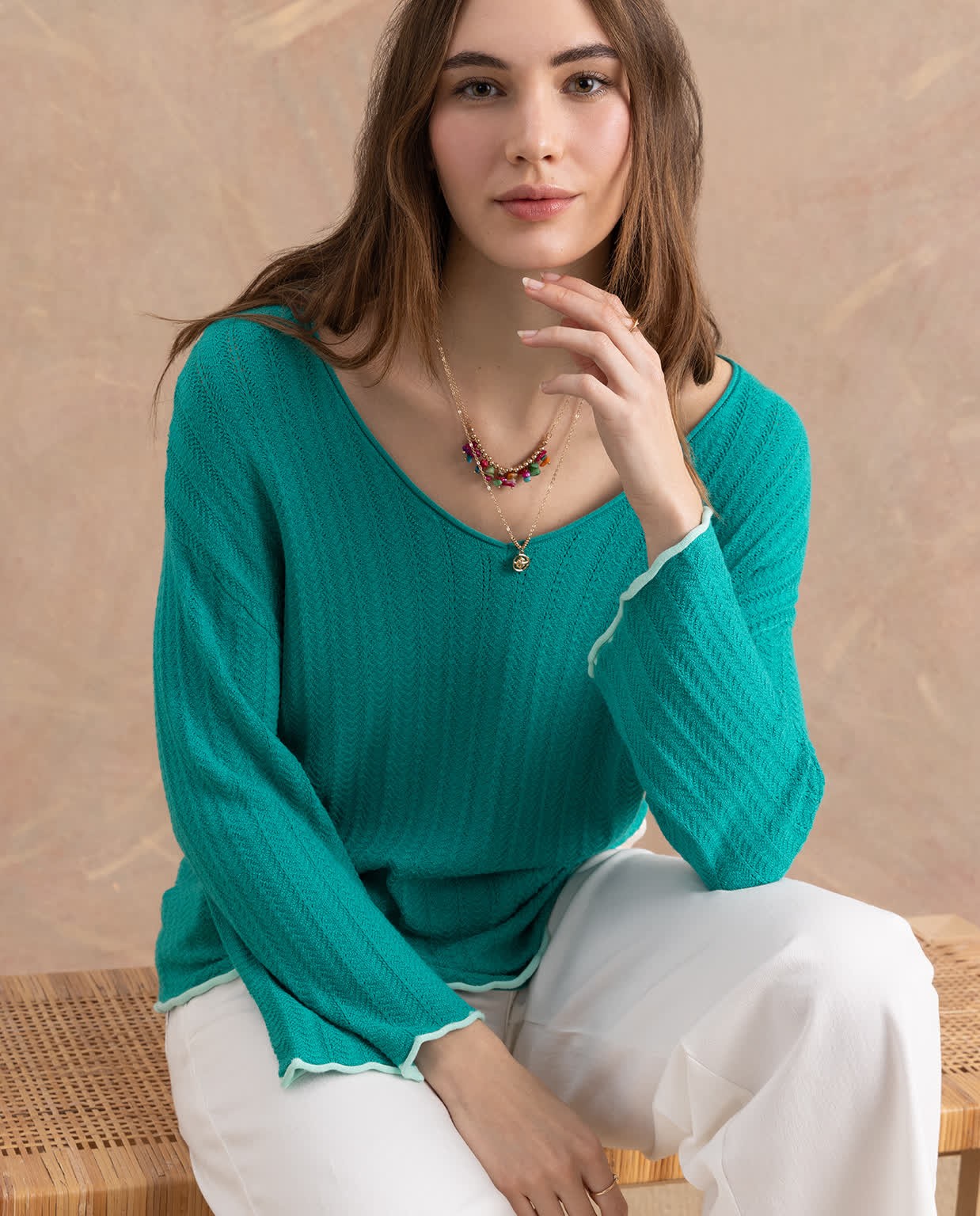 Solid oversized knit jumper Emerald