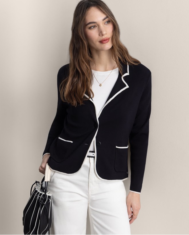 Blazer cruzado simples 2 botões Preto